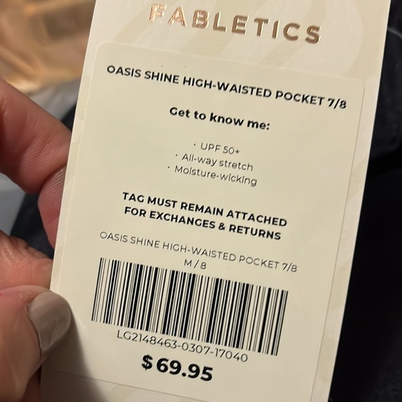 Fabletics oasis shine high waisted pocket seven eights leggings, new - Picture 6 of 7